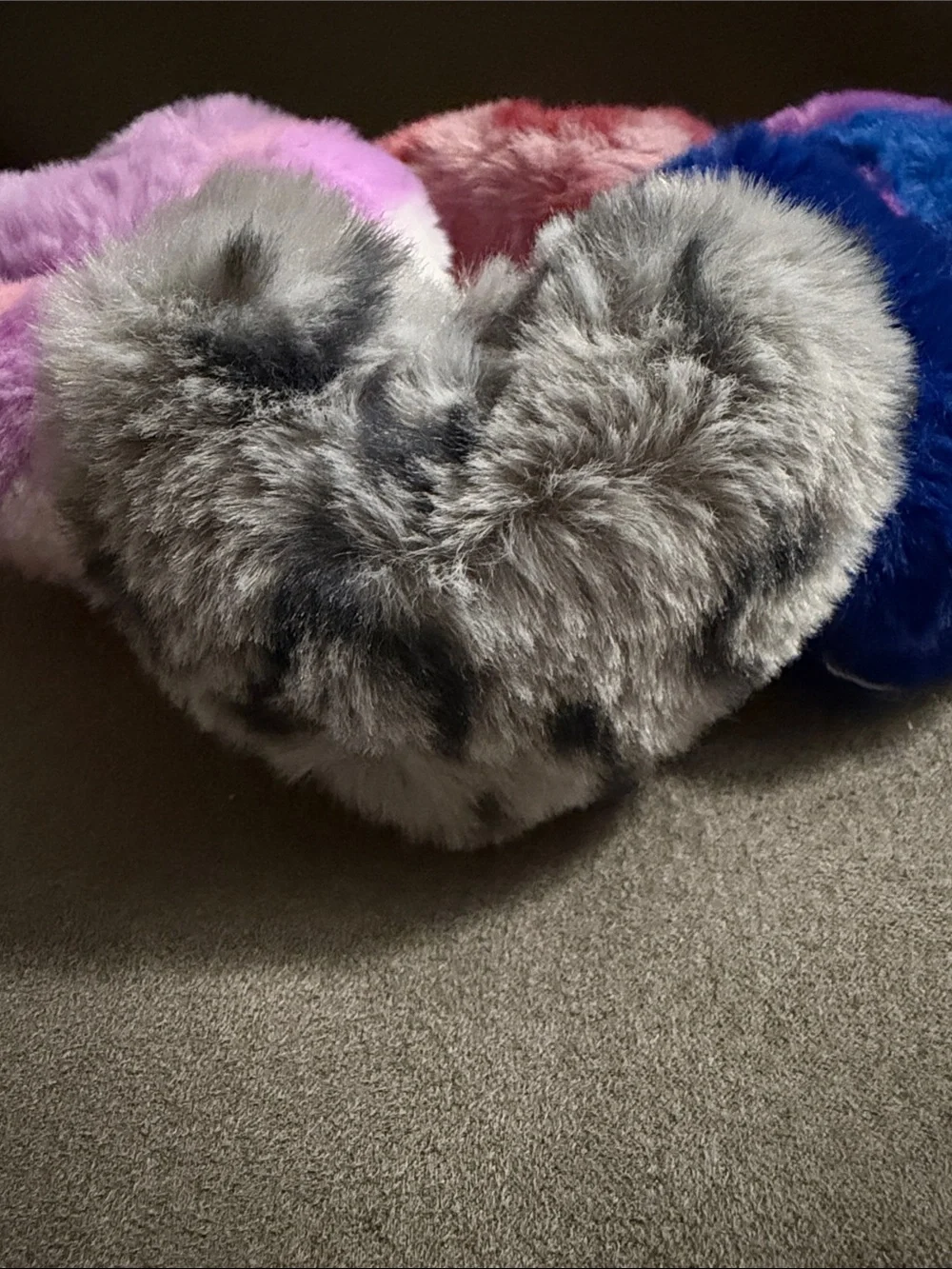 Plush Heart-Shaped Multi-Color Faux Fur Keychains B24
